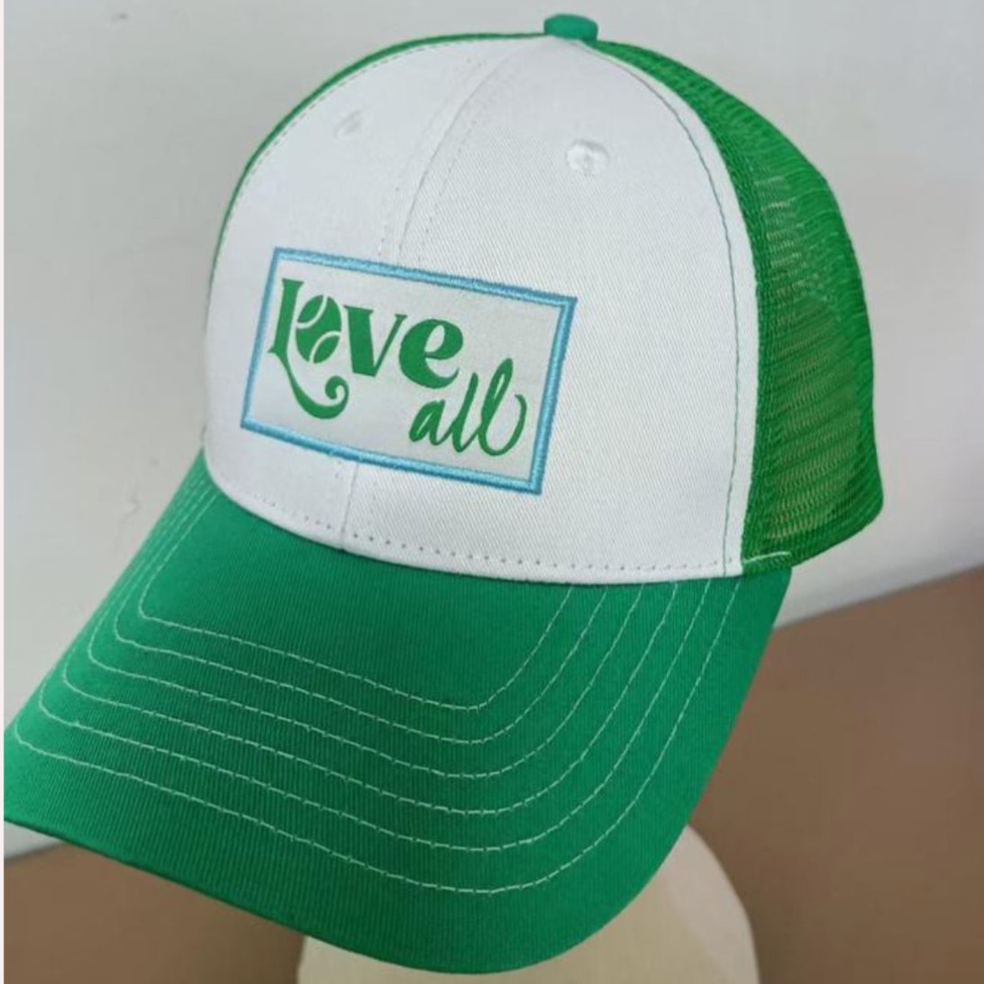 Love All Tennis Green Trucker Hat